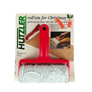 Hutzler RollEm For Christmas Cookie Roller With 7 Holiday Designs NEW